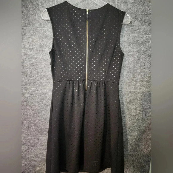 MAISON JULES Wrap Front Sleeveless Reflective Polkadot Dress in Black WOMEN'S M - Picture 4 of 8